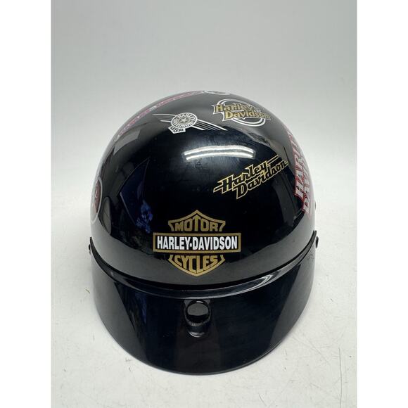 VINTAGE 2001 Harley Davidson DOT Motorcycle Half Helmet Gloss Black XS USA - Picture 2 of 15